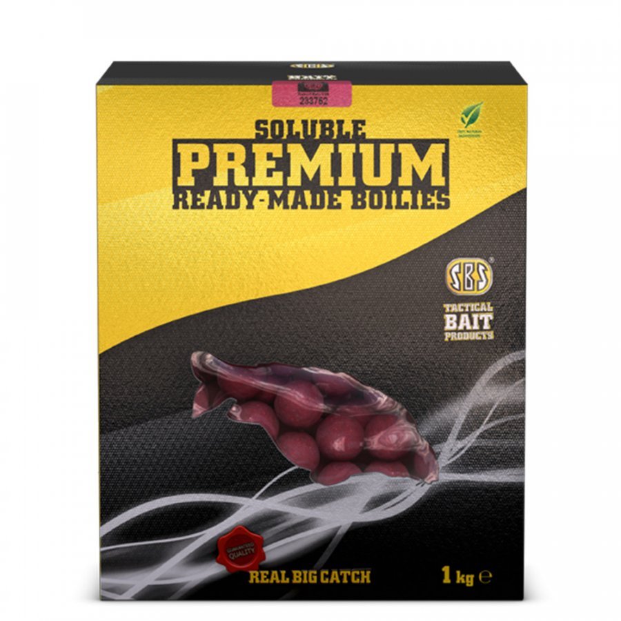 SBS Soluble Premium Ready Made Boilies 20mm bojli 1kg – krill halibut (rák óriás laposhal)