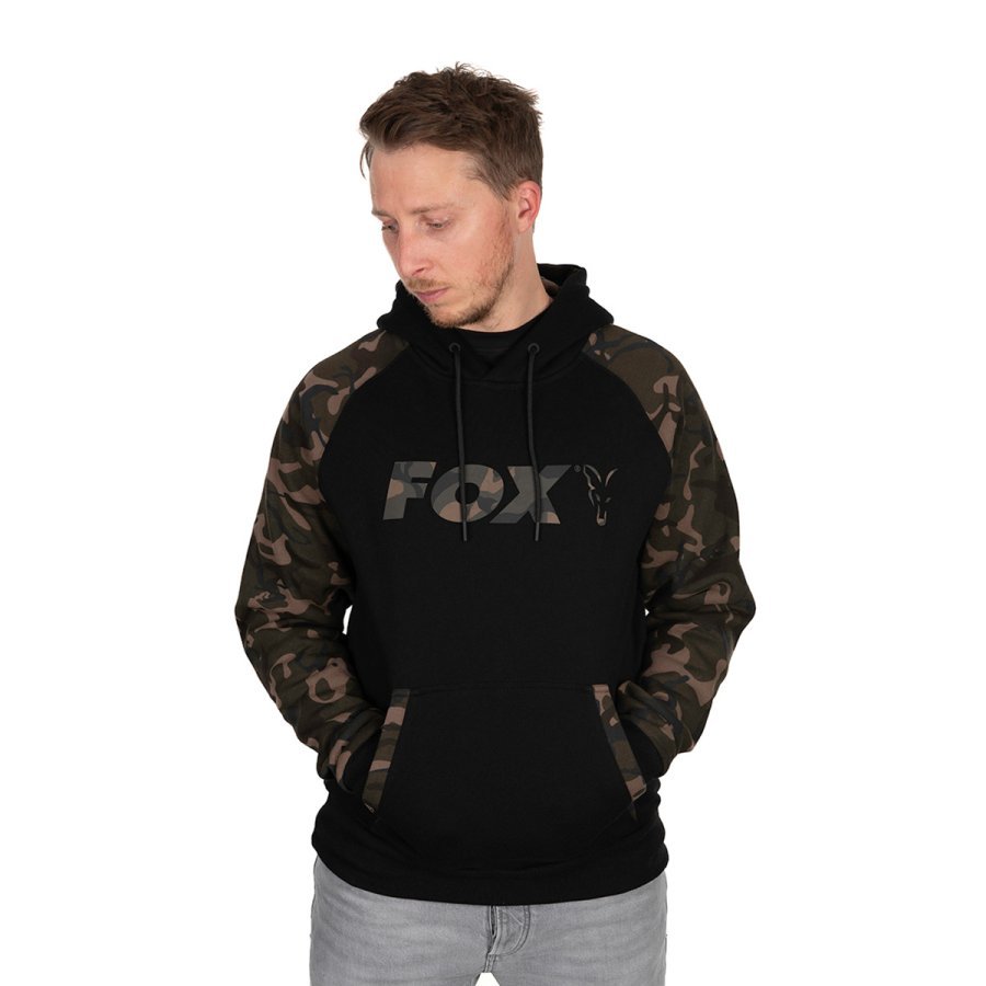 Fox Black/Camo Raglan Hoody pulóver – S