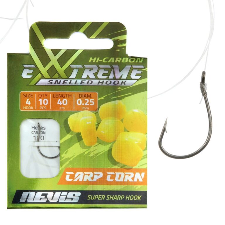 Nevis Exxtreme Carp Corn előkötött horog 10db