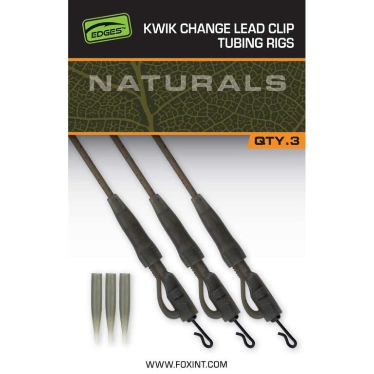 Fox Naturals Kwik Change Lead Clip Tubing Rigs fonott süllyedő előke 3db