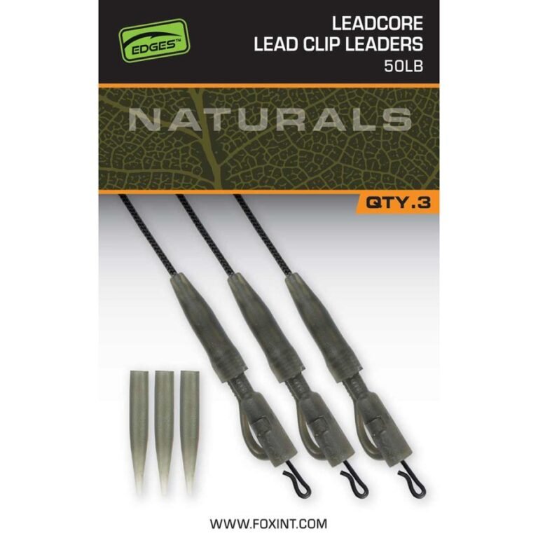 Fox Naturals Leadcore Power Grip Lead Clip Leaders fonott süllyedő előke 3db